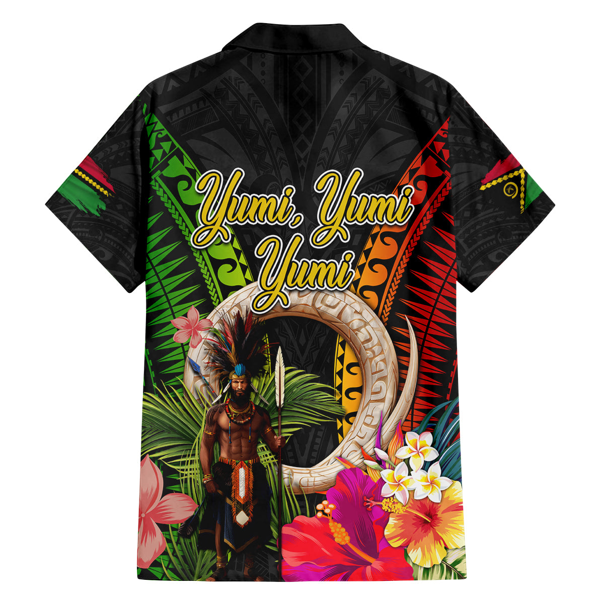 Vanuatu Independence Day Family Matching Off Shoulder Short Dress and Hawaiian Shirt Boars Tusk and Melanesian Warrior Indipendens Dei LT03 - Polynesian Pride