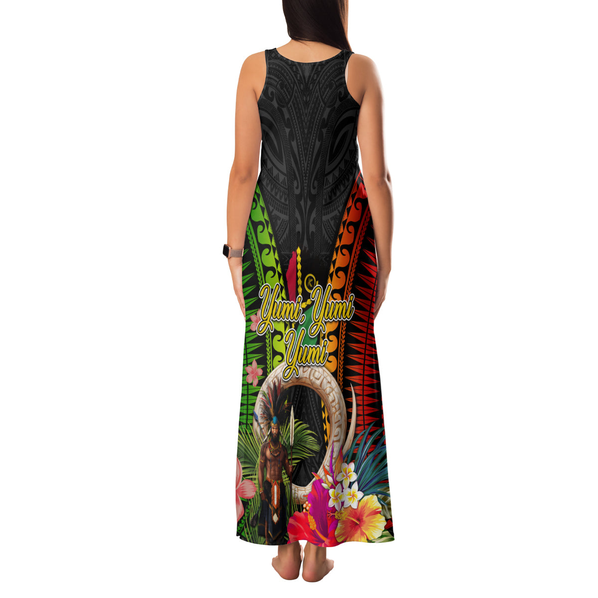 Vanuatu Independence Day Family Matching Tank Maxi Dress and Hawaiian Shirt Boars Tusk and Melanesian Warrior Indipendens Dei LT03 - Polynesian Pride
