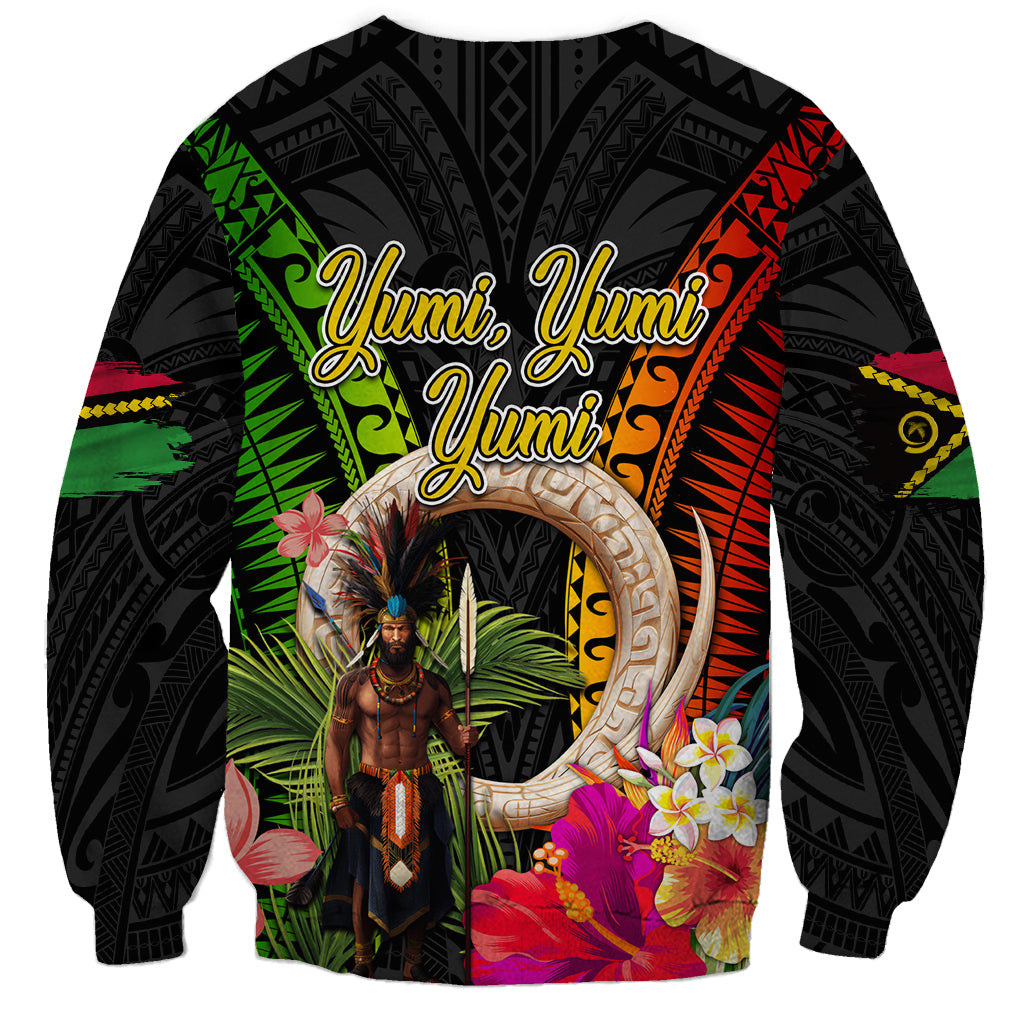 Vanuatu Independence Day Sweatshirt Boars Tusk and Melanesian Warrior Indipendens Dei