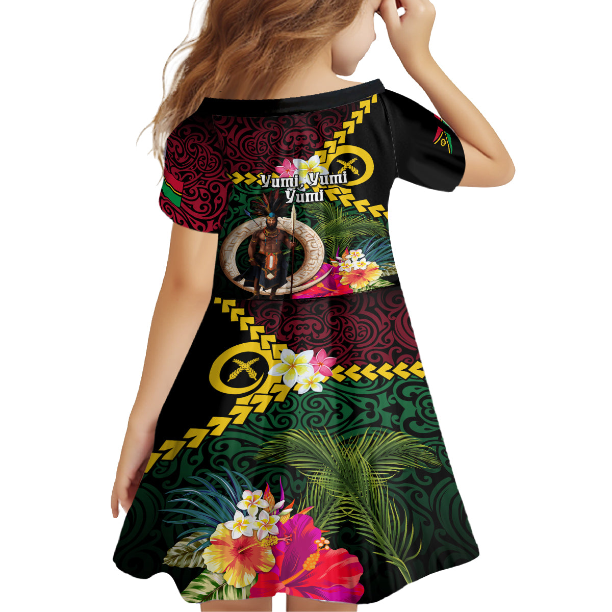 Vanuatu Indipendens Dei Family Matching Puletasi and Hawaiian Shirt Boars Tusk and Melanesian Warrior Hibiscus LT03 - Polynesian Pride