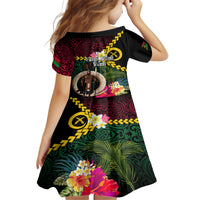Vanuatu Indipendens Dei Family Matching Tank Maxi Dress and Hawaiian Shirt Boars Tusk and Melanesian Warrior Hibiscus LT03 - Polynesian Pride