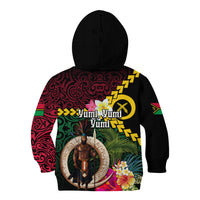 Vanuatu Indipendens Dei Kid Hoodie Boars Tusk and Melanesian Warrior Hibiscus LT03 - Polynesian Pride