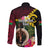 Vanuatu Indipendens Dei Long Sleeve Button Shirt Boars Tusk and Melanesian Warrior Hibiscus