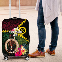 Vanuatu Indipendens Dei Luggage Cover Boars Tusk and Melanesian Warrior Hibiscus