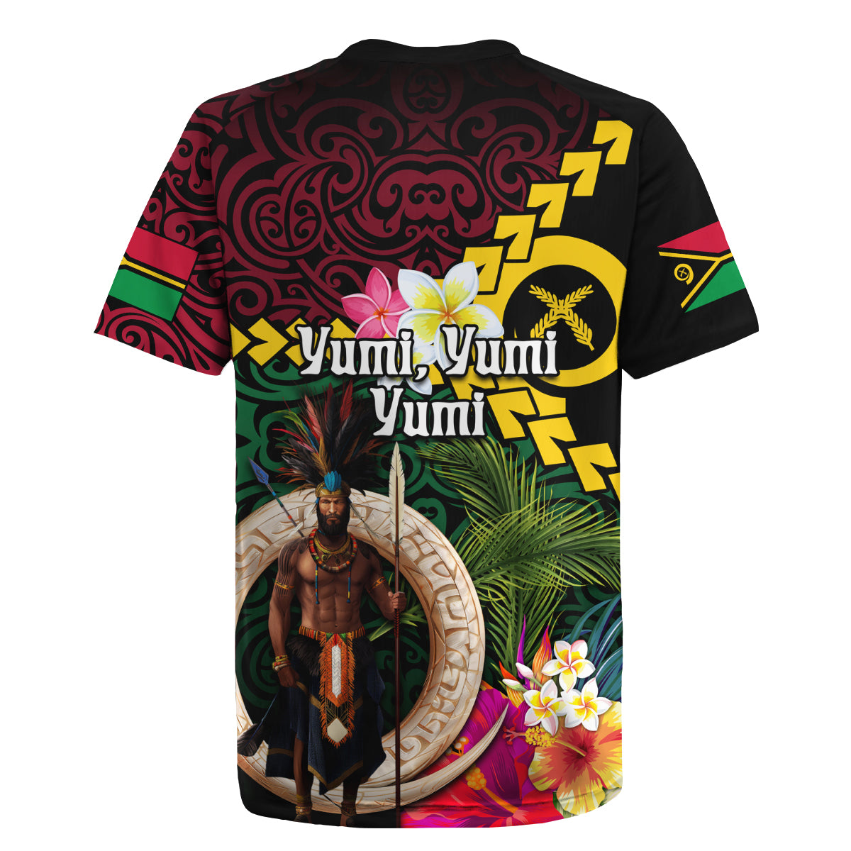 Vanuatu Indipendens Dei Rugby Jersey Boars Tusk and Melanesian Warrior Hibiscus