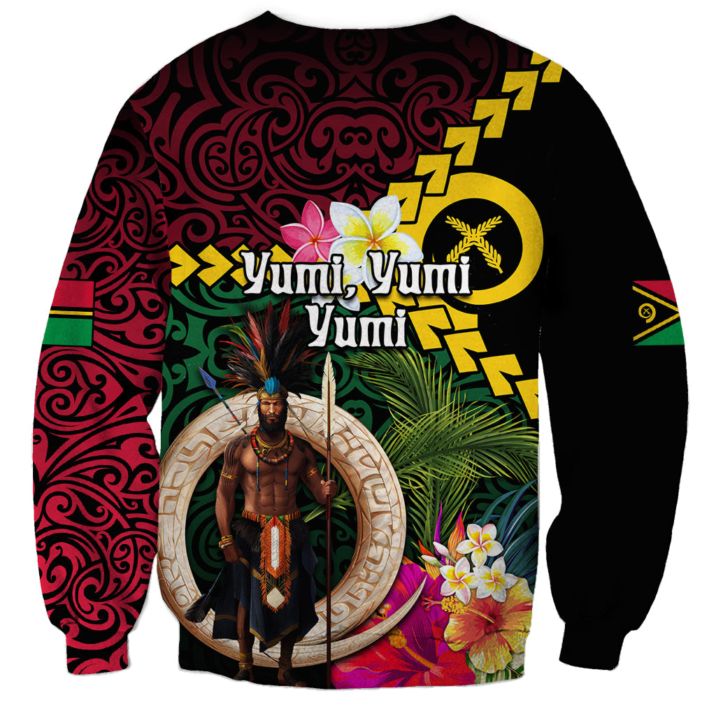 Vanuatu Indipendens Dei Sweatshirt Boars Tusk and Melanesian Warrior Hibiscus