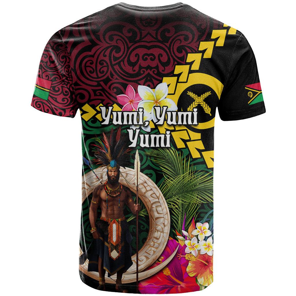 Vanuatu Indipendens Dei T Shirt Boars Tusk and Melanesian Warrior Hibiscus
