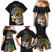 Vanuatu Independence Day Family Matching Mermaid Dress and Hawaiian Shirt Melanesian Tribal Pig Tusk with Tropical Plants LT03 - Polynesian Pride