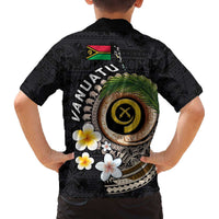 Vanuatu Independence Day Family Matching Off The Shoulder Long Sleeve Dress and Hawaiian Shirt Melanesian Tribal Pig Tusk with Tropical Plants LT03 - Polynesian Pride
