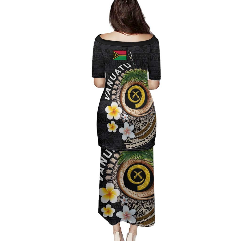 Vanuatu Independence Day Family Matching Puletasi and Hawaiian Shirt Melanesian Tribal Pig Tusk with Tropical Plants LT03 - Polynesian Pride