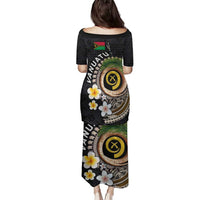Vanuatu Independence Day Family Matching Puletasi and Hawaiian Shirt Melanesian Tribal Pig Tusk with Tropical Plants LT03 - Polynesian Pride