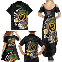 Vanuatu Independence Day Family Matching Summer Maxi Dress and Hawaiian Shirt Melanesian Tribal Pig Tusk with Tropical Plants LT03 - Polynesian Pride