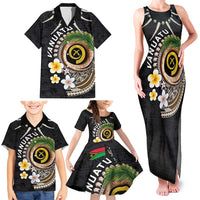 Vanuatu Independence Day Family Matching Tank Maxi Dress and Hawaiian Shirt Melanesian Tribal Pig Tusk with Tropical Plants LT03 - Polynesian Pride