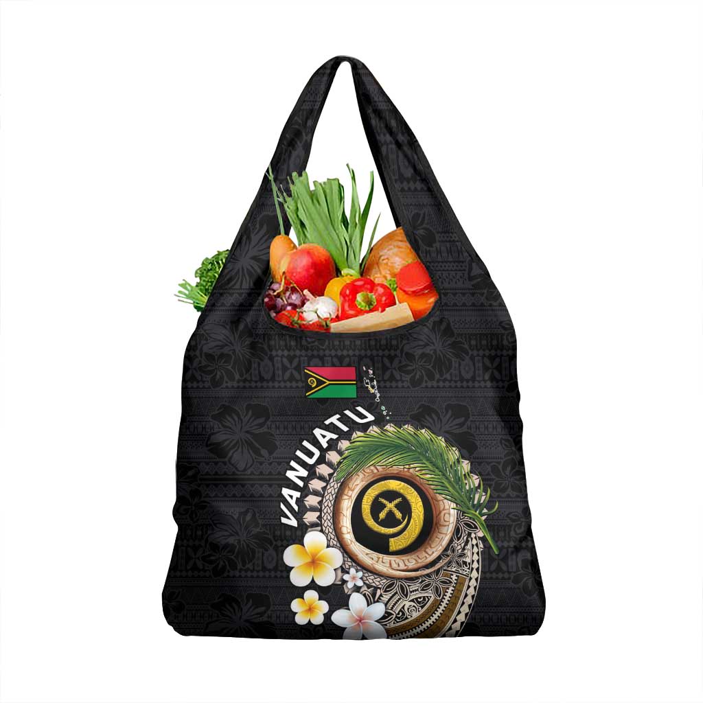 Vanuatu Independence Day Grocery Bag Melanesian Tribal Pig Tusk with Tropical Plants