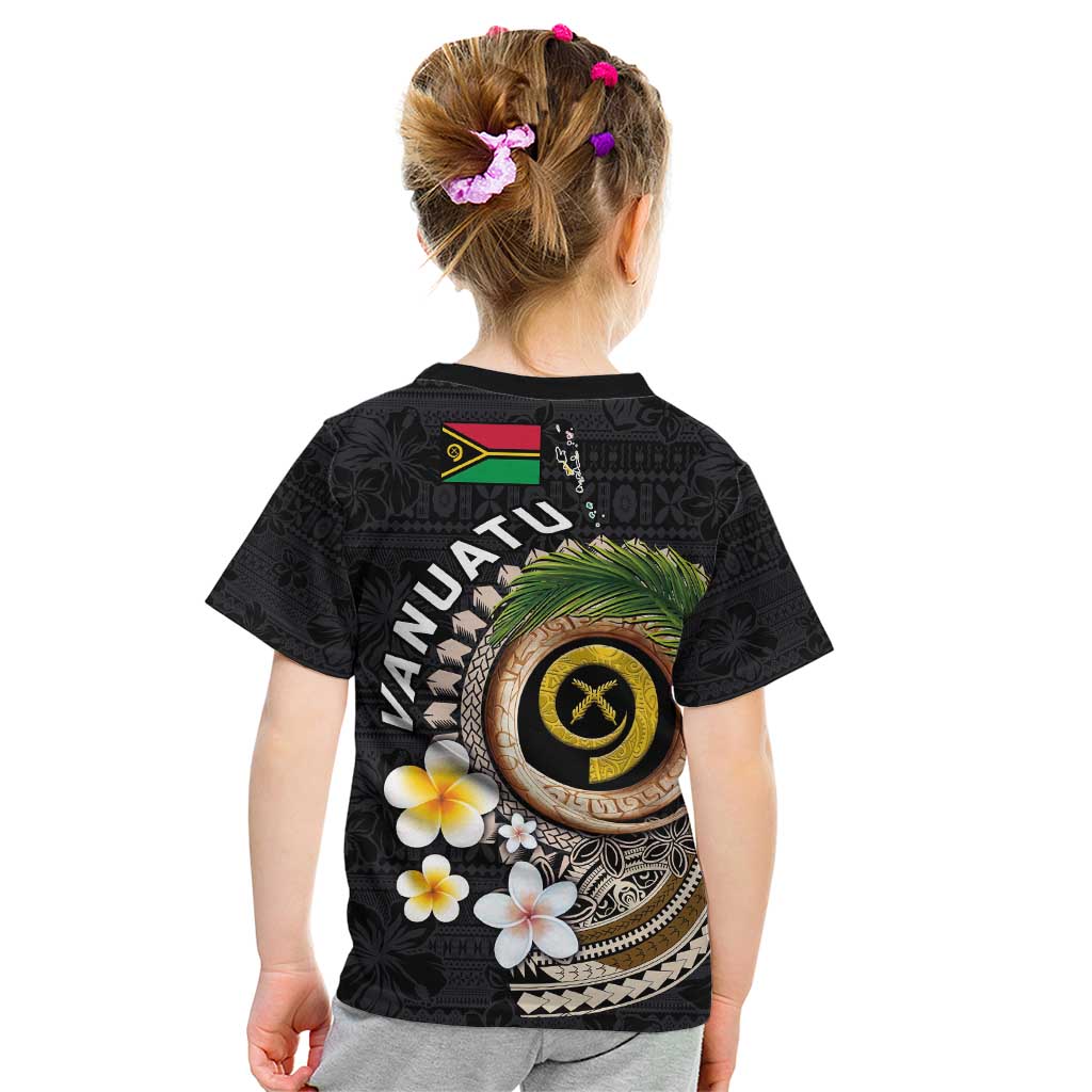 Vanuatu Independence Day Kid T Shirt Melanesian Tribal Pig Tusk with Tropical Plants LT03 - Polynesian Pride