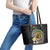 Vanuatu Independence Day Leather Tote Bag Melanesian Tribal Pig Tusk with Tropical Plants