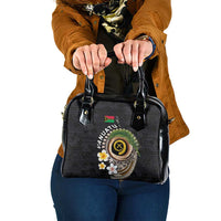 Vanuatu Independence Day Shoulder Handbag Melanesian Tribal Pig Tusk with Tropical Plants