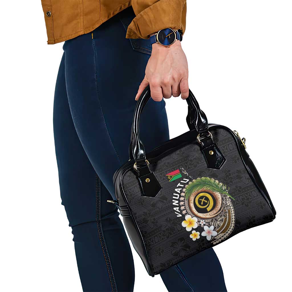 Vanuatu Independence Day Shoulder Handbag Melanesian Tribal Pig Tusk with Tropical Plants