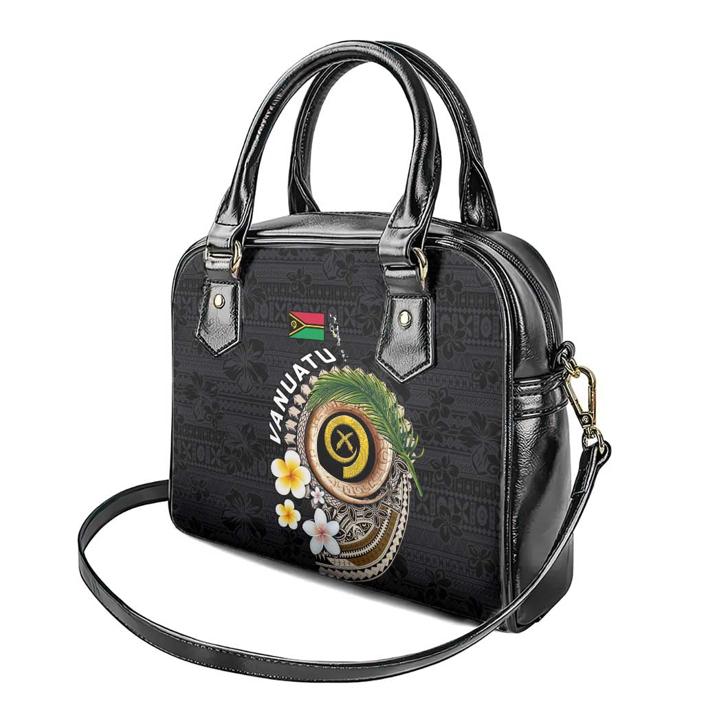 Vanuatu Independence Day Shoulder Handbag Melanesian Tribal Pig Tusk with Tropical Plants