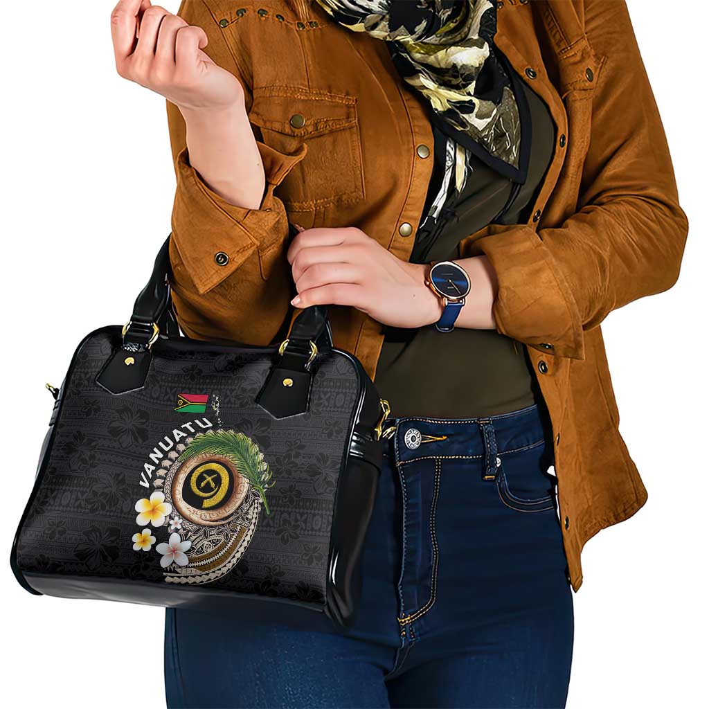 Vanuatu Independence Day Shoulder Handbag Melanesian Tribal Pig Tusk with Tropical Plants