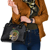 Vanuatu Independence Day Shoulder Handbag Melanesian Tribal Pig Tusk with Tropical Plants