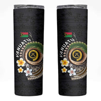 Vanuatu Independence Day Skinny Tumbler Melanesian Tribal Pig Tusk with Tropical Plants LT03 Black - Polynesian Pride