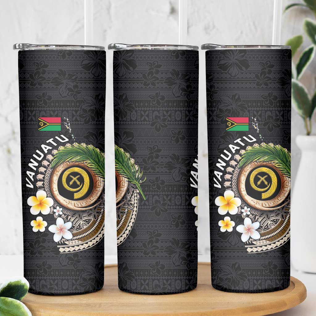 Vanuatu Independence Day Skinny Tumbler Melanesian Tribal Pig Tusk with Tropical Plants LT03 - Polynesian Pride