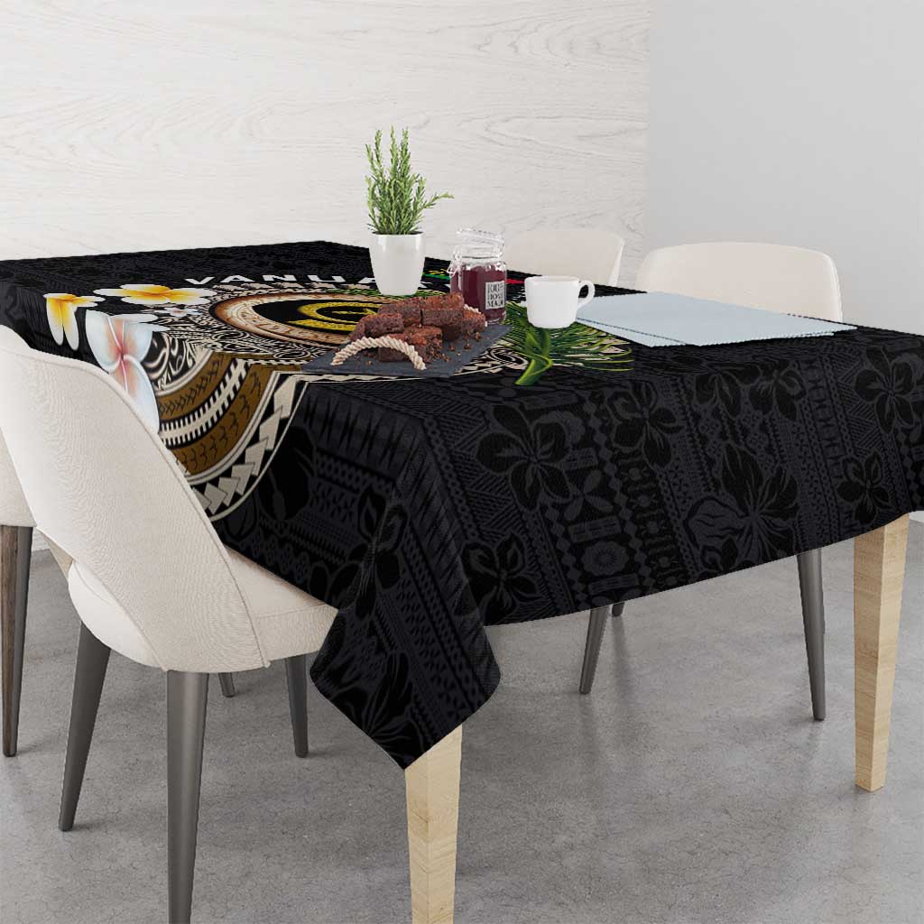 Vanuatu Independence Day Tablecloth Melanesian Tribal Pig Tusk with Tropical Plants