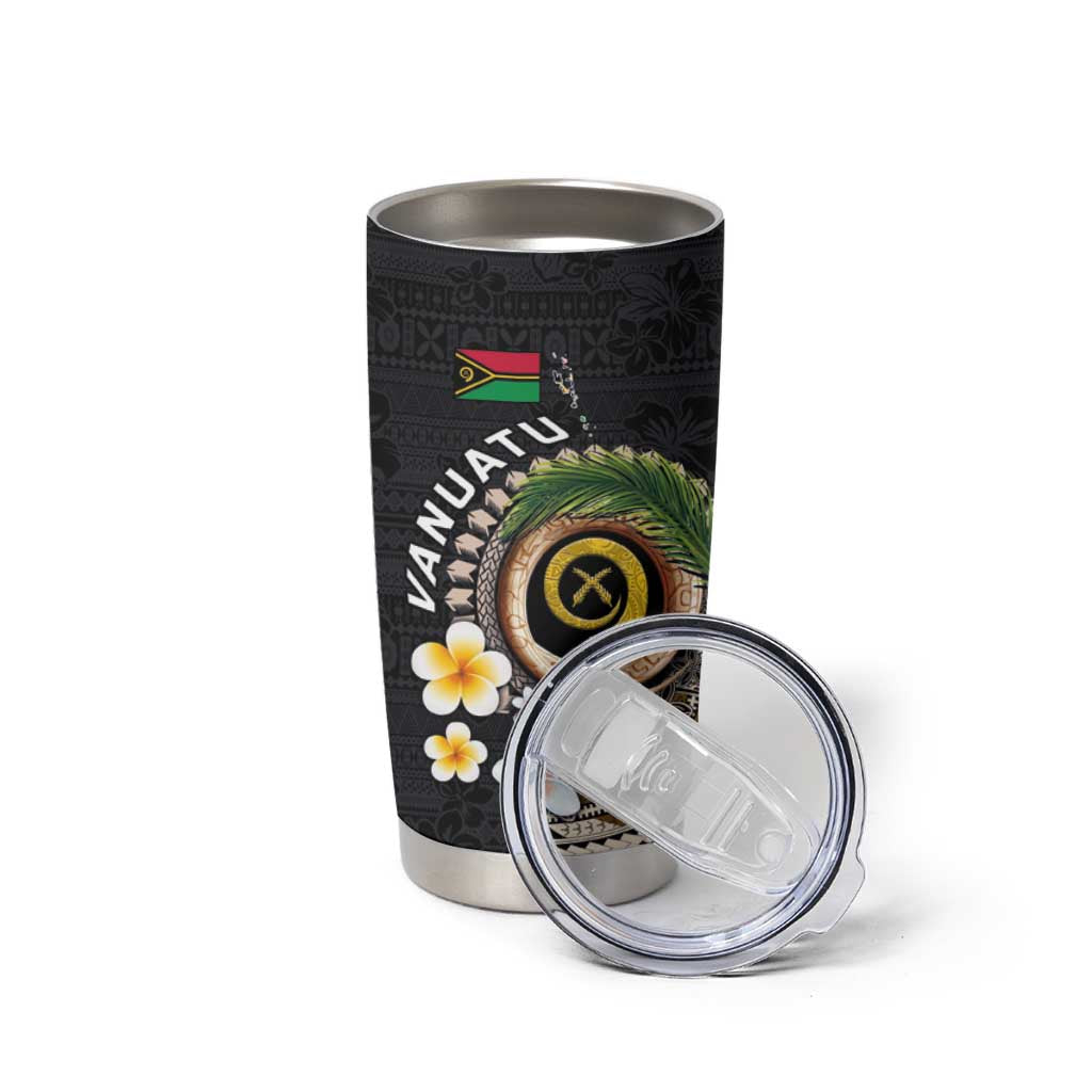 Vanuatu Independence Day Tumbler Cup Melanesian Tribal Pig Tusk with Tropical Plants