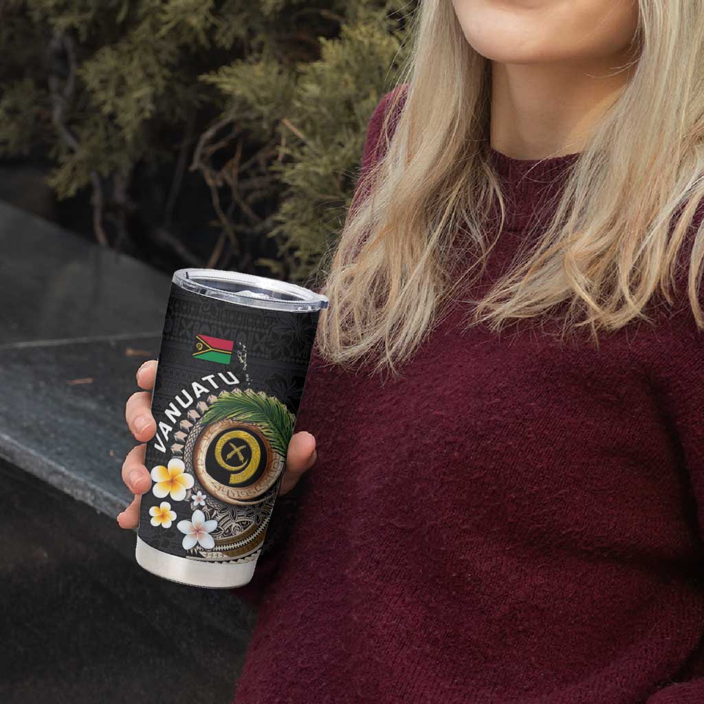 Vanuatu Independence Day Tumbler Cup Melanesian Tribal Pig Tusk with Tropical Plants