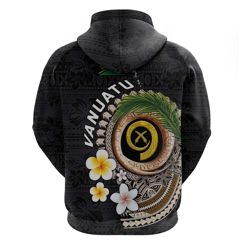 Vanuatu Independence Day Zip Hoodie Melanesian Tribal Pig Tusk with Tropical Plants