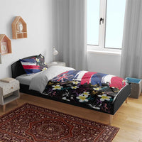 Hawaiian Flag Day Bedding Set Tropical Flowers and Leaves