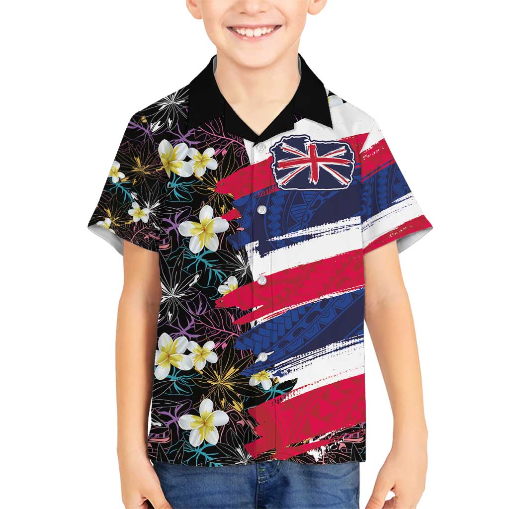 Hawaiian Flag Day Family Matching Off Shoulder Maxi Dress and Hawaiian Shirt Tropical Flowers and Leaves LT03 Son's Shirt Black - Polynesian Pride