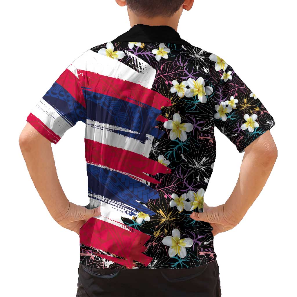 Hawaiian Flag Day Family Matching Off Shoulder Short Dress and Hawaiian Shirt Tropical Flowers and Leaves LT03 - Polynesian Pride