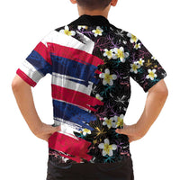 Hawaiian Flag Day Family Matching Off Shoulder Short Dress and Hawaiian Shirt Tropical Flowers and Leaves LT03 - Polynesian Pride