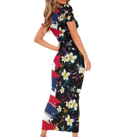 Hawaiian Flag Day Family Matching Short Sleeve Bodycon Dress and Hawaiian Shirt Tropical Flowers and Leaves LT03 - Polynesian Pride
