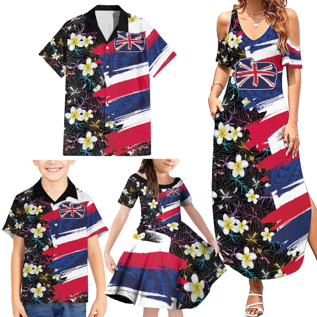 Hawaiian Flag Day Family Matching Summer Maxi Dress and Hawaiian Shirt Tropical Flowers and Leaves LT03 - Polynesian Pride