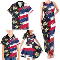 Hawaiian Flag Day Family Matching Tank Maxi Dress and Hawaiian Shirt Tropical Flowers and Leaves LT03 - Polynesian Pride