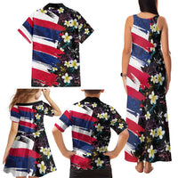 Hawaiian Flag Day Family Matching Tank Maxi Dress and Hawaiian Shirt Tropical Flowers and Leaves LT03 - Polynesian Pride