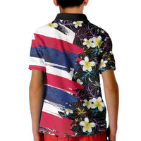 Hawaiian Flag Day Kid Polo Shirt Tropical Flowers and Leaves