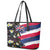Hawaiian Flag Day Leather Tote Bag Tropical Flowers and Leaves
