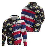 Hawaiian Flag Day Zip Hoodie Tropical Flowers and Leaves
