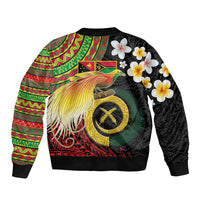 Vanuatu and Papua New Guinea Together Bomber Jacket Bird-of-paradise and Pig Tusk Melanesian Pattern