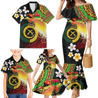 Vanuatu and Papua New Guinea Together Family Matching Mermaid Dress and Hawaiian Shirt Bird-of-paradise and Pig Tusk Melanesian Pattern LT03 - Polynesian Pride