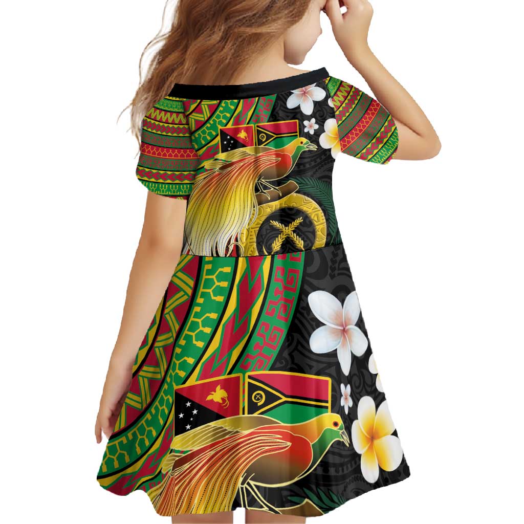 Vanuatu and Papua New Guinea Together Family Matching Off Shoulder Maxi Dress and Hawaiian Shirt Bird-of-paradise and Pig Tusk Melanesian Pattern LT03 - Polynesian Pride