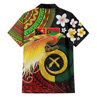 Vanuatu and Papua New Guinea Together Family Matching Short Sleeve Bodycon Dress and Hawaiian Shirt Bird-of-paradise and Pig Tusk Melanesian Pattern LT03 - Polynesian Pride