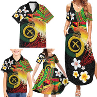 Vanuatu and Papua New Guinea Together Family Matching Summer Maxi Dress and Hawaiian Shirt Bird-of-paradise and Pig Tusk Melanesian Pattern LT03 - Polynesian Pride