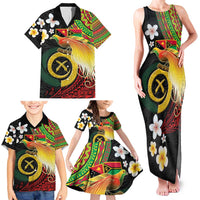 Vanuatu and Papua New Guinea Together Family Matching Tank Maxi Dress and Hawaiian Shirt Bird-of-paradise and Pig Tusk Melanesian Pattern LT03 - Polynesian Pride