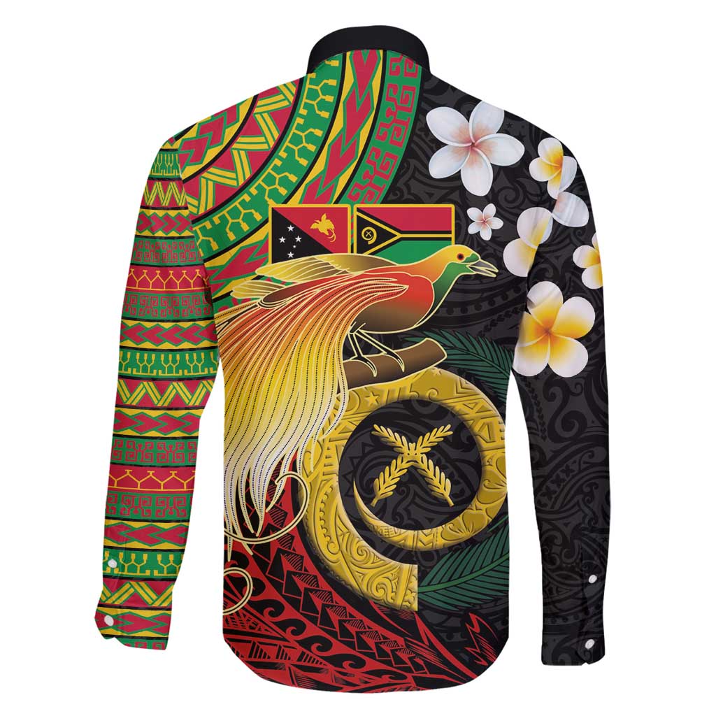 Vanuatu and Papua New Guinea Together Family Matching Tank Maxi Dress and Hawaiian Shirt Bird-of-paradise and Pig Tusk Melanesian Pattern LT03 - Polynesian Pride