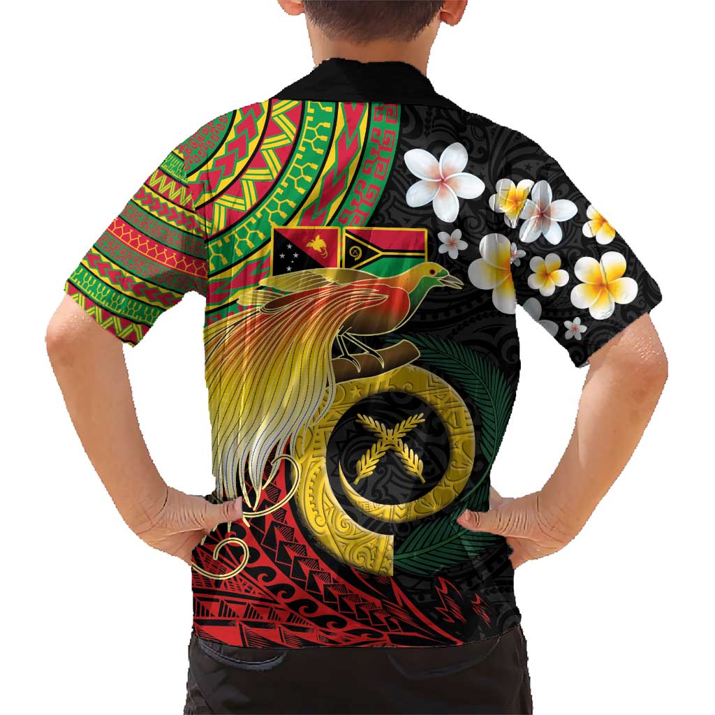 Vanuatu and Papua New Guinea Together Hawaiian Shirt Bird-of-paradise and Pig Tusk Melanesian Pattern LT03 - Polynesian Pride